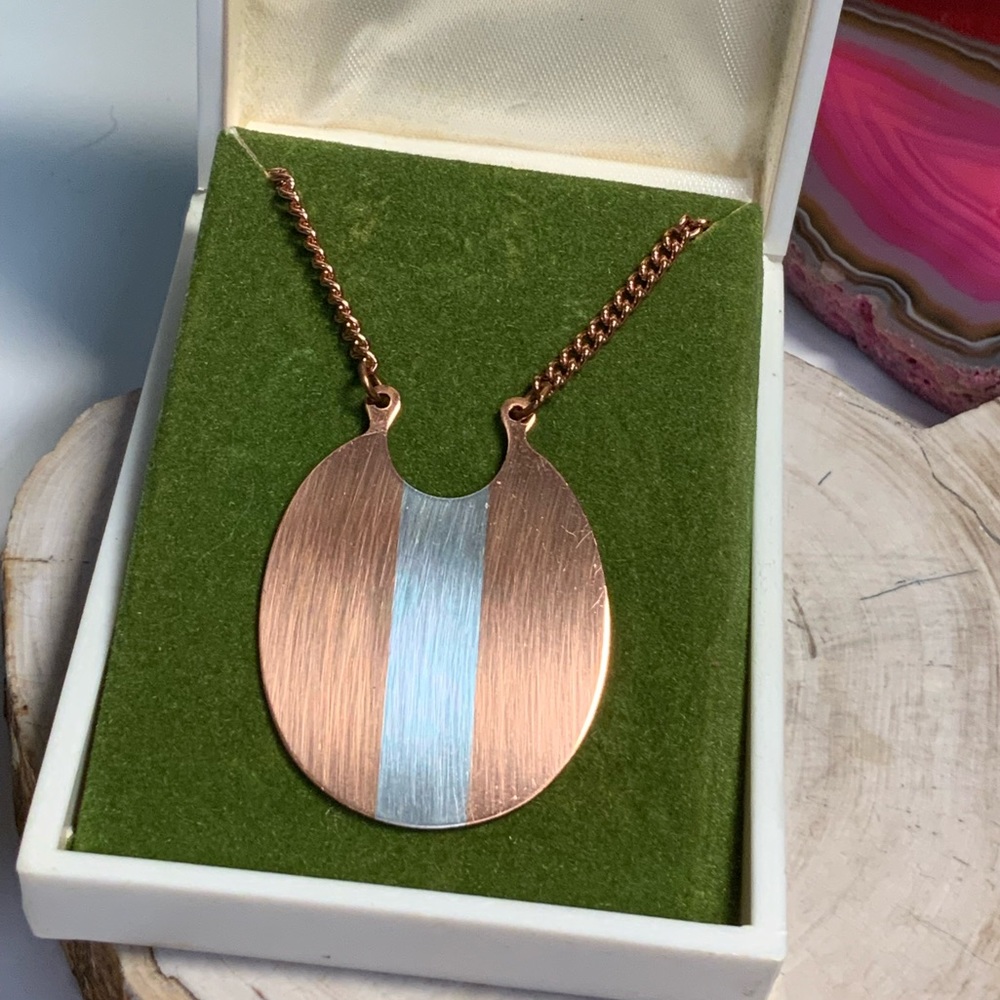 Vintage Sterling Silver Cooper Necklace with Box